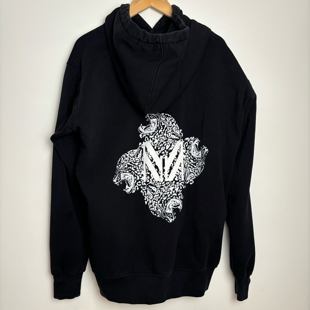 Marcell Von Berlin Hoodie Sweatshirt Black Graphic Leopard Embroidered size XL